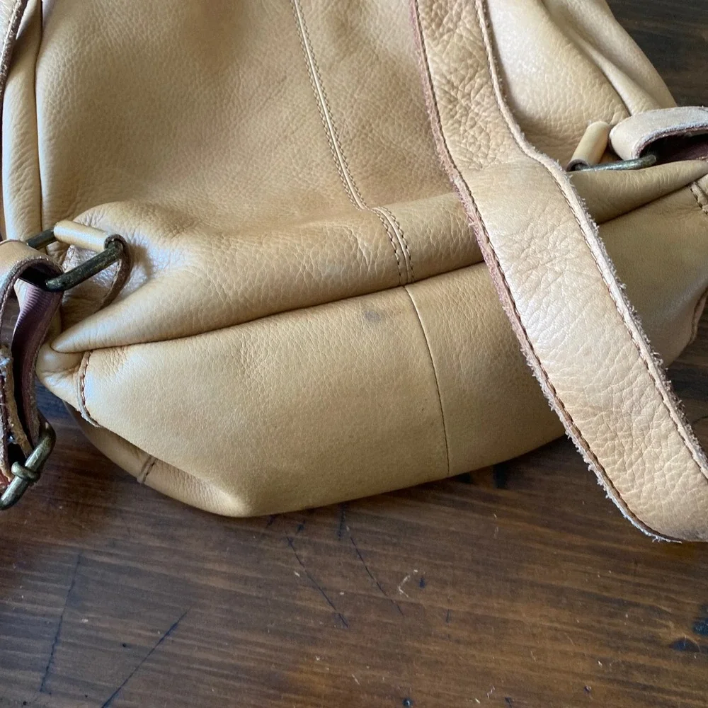 American Leather Co Tan Pebbled Leather Mini Backpack Bag Adjustable Straps*